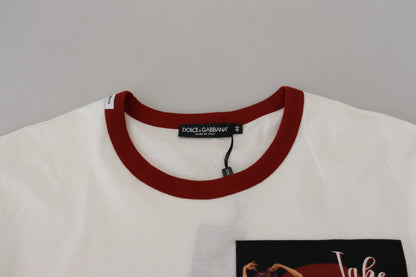 Dolce & Gabbana Cotton White Logo Print Crewneck T-shirt
