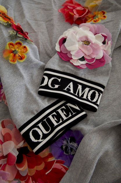 Dolce & Gabbana Gray DG Amore Queen Floral Pullover Sweater