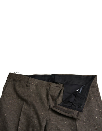 Dolce & Gabbana Brown Wool Dress Skinny Men Trouser Pants