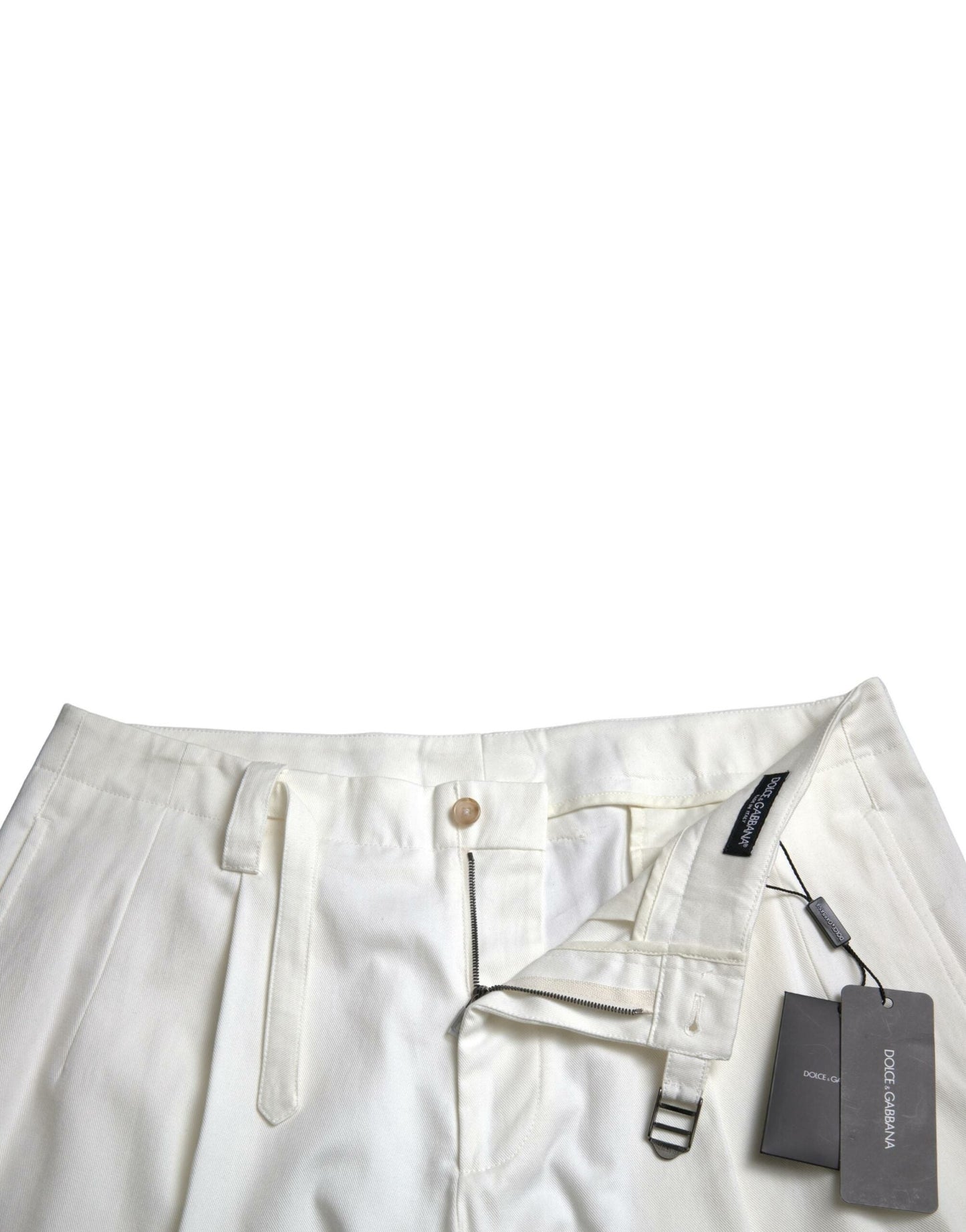 Dolce & Gabbana White Cotton Stretch Men Bermuda Denim Shorts