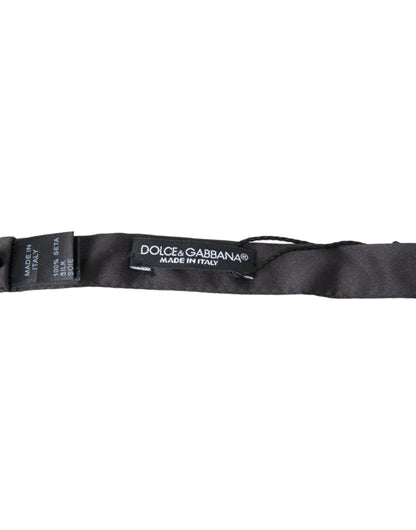 Dolce & Gabbana Dark Gray Silk Adjustable Neck Men Papillon Bow Tie