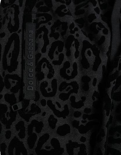 Dolce & Gabbana Black Leopard Cotton Slim Fit Jogger Pants