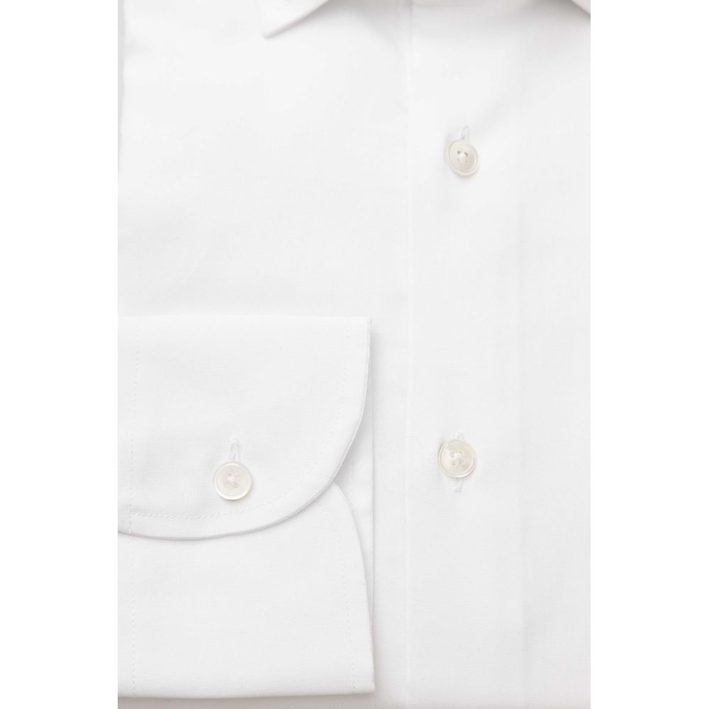 Bagutta White Cotton Men Shirt Slim Fit with French Collar