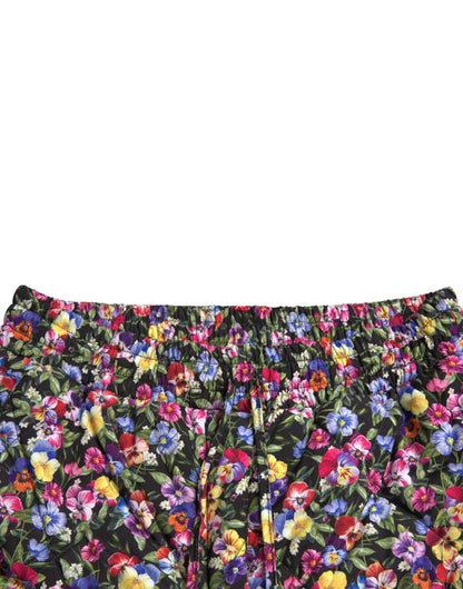 Dolce & Gabbana Multicolor Floral High Waist Hot Pants Shorts