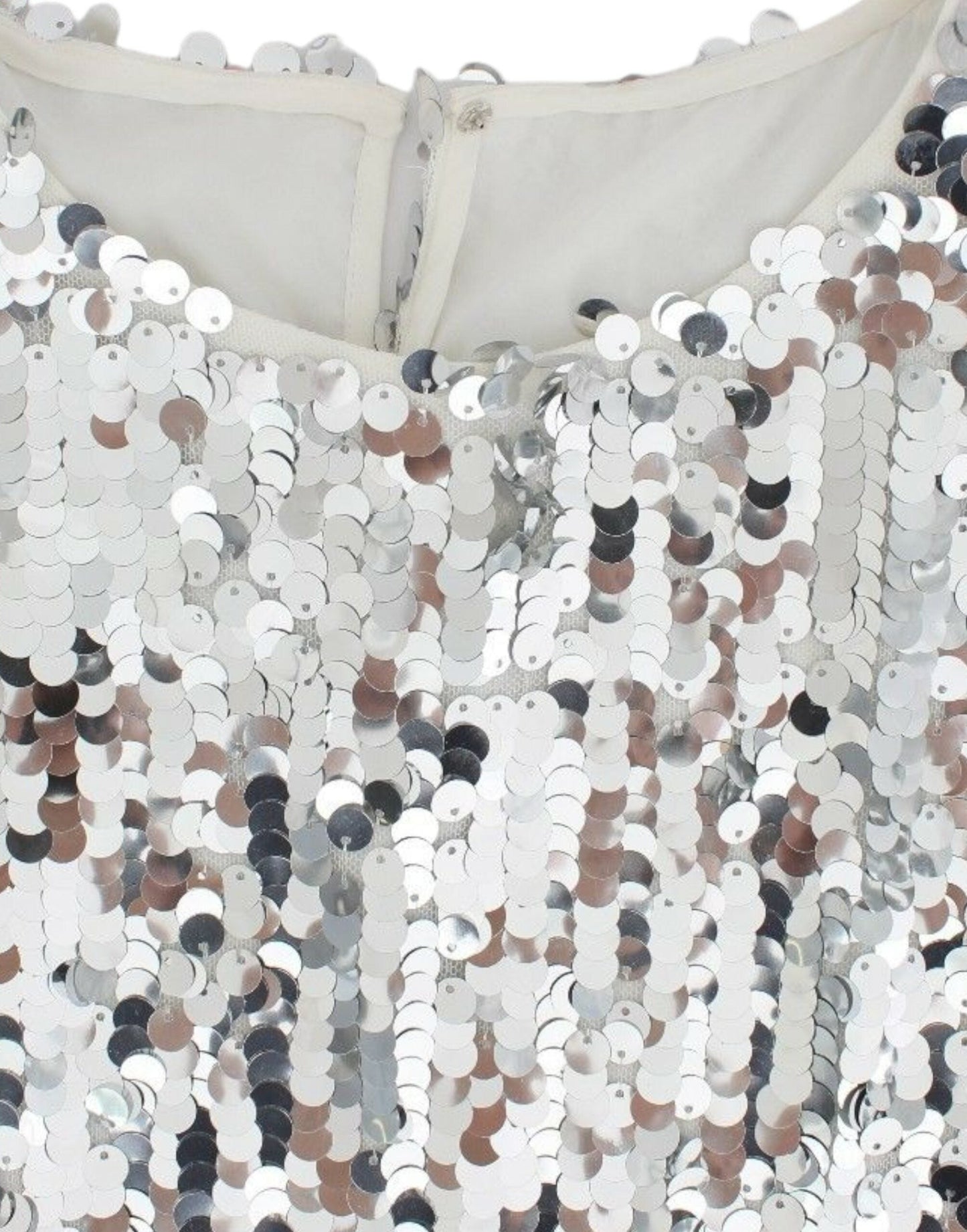 Dolce & Gabbana Silver Sequined Crewneck Blouse T-shirt Top