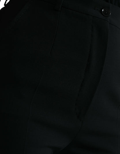 Dolce & Gabbana Black Wool High Waist Tapered Pants