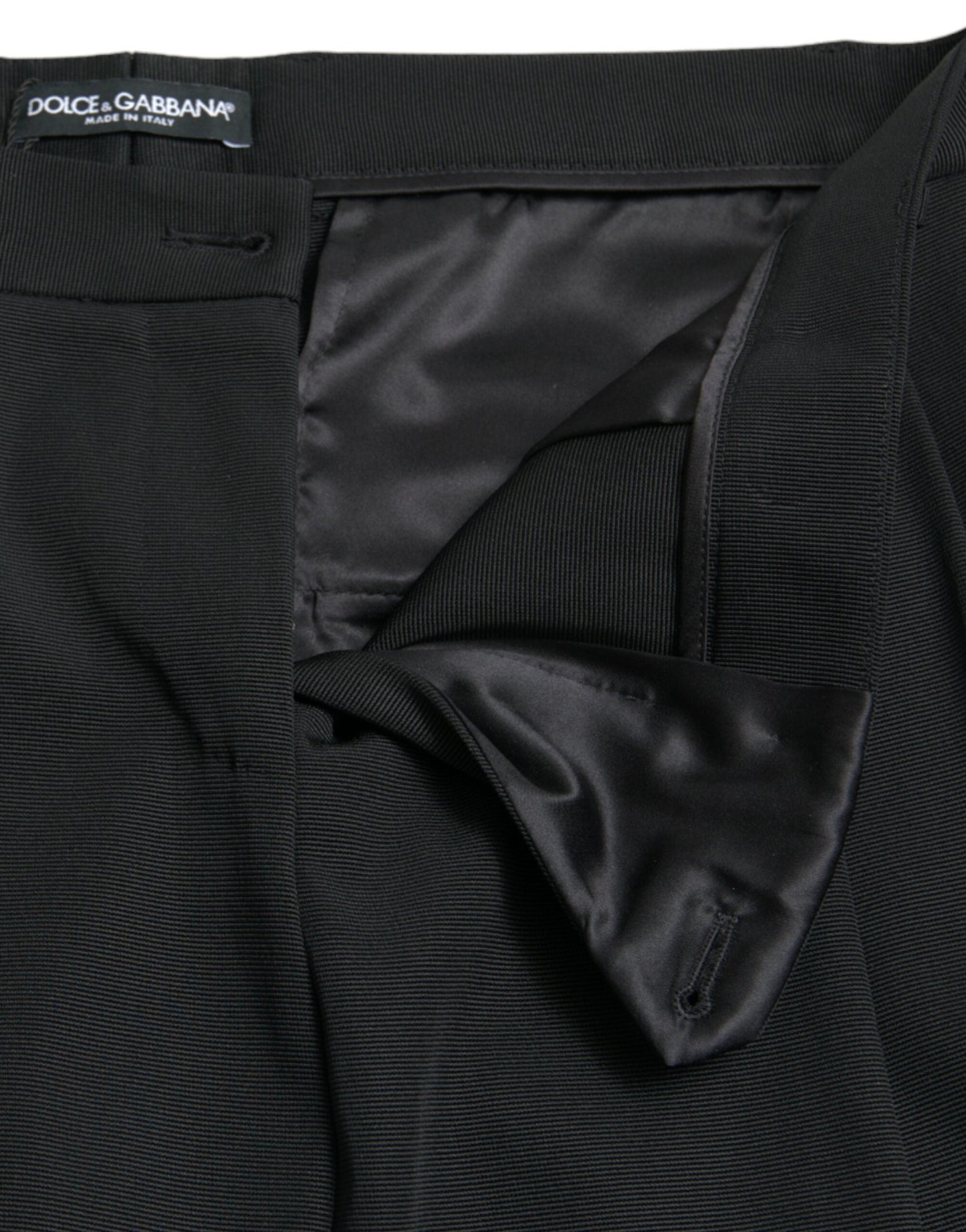 Dolce & Gabbana Black Wool High Waist Cropped Tapered Pants