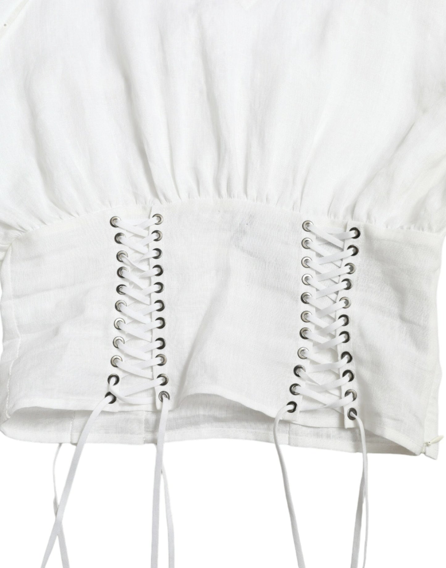 Dolce & Gabbana White Cotton Corset Cropped Long Sleeves Topclothing