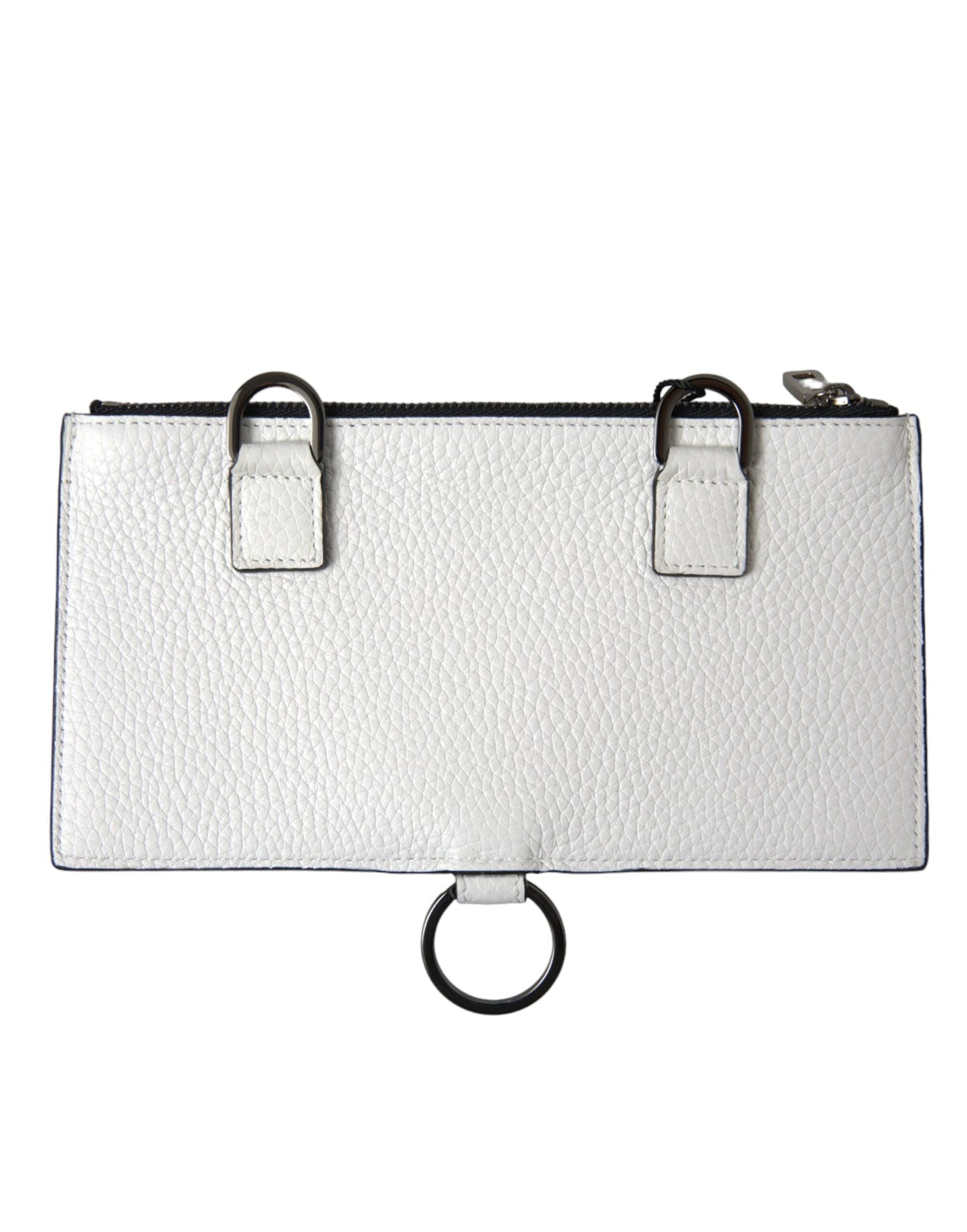 Dolce & Gabbana White Calfskin Leather Large Crossbody Card Holder Wallet