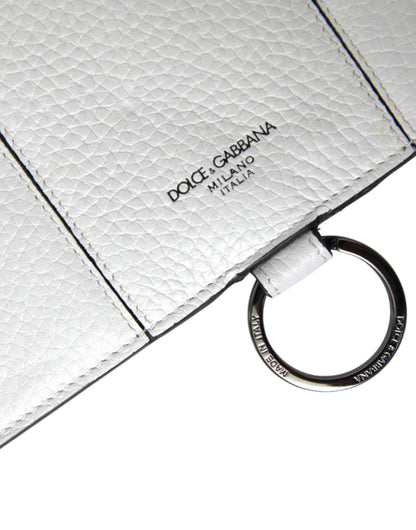 Dolce & Gabbana White Calfskin Leather Large Crossbody Card Holder Wallet