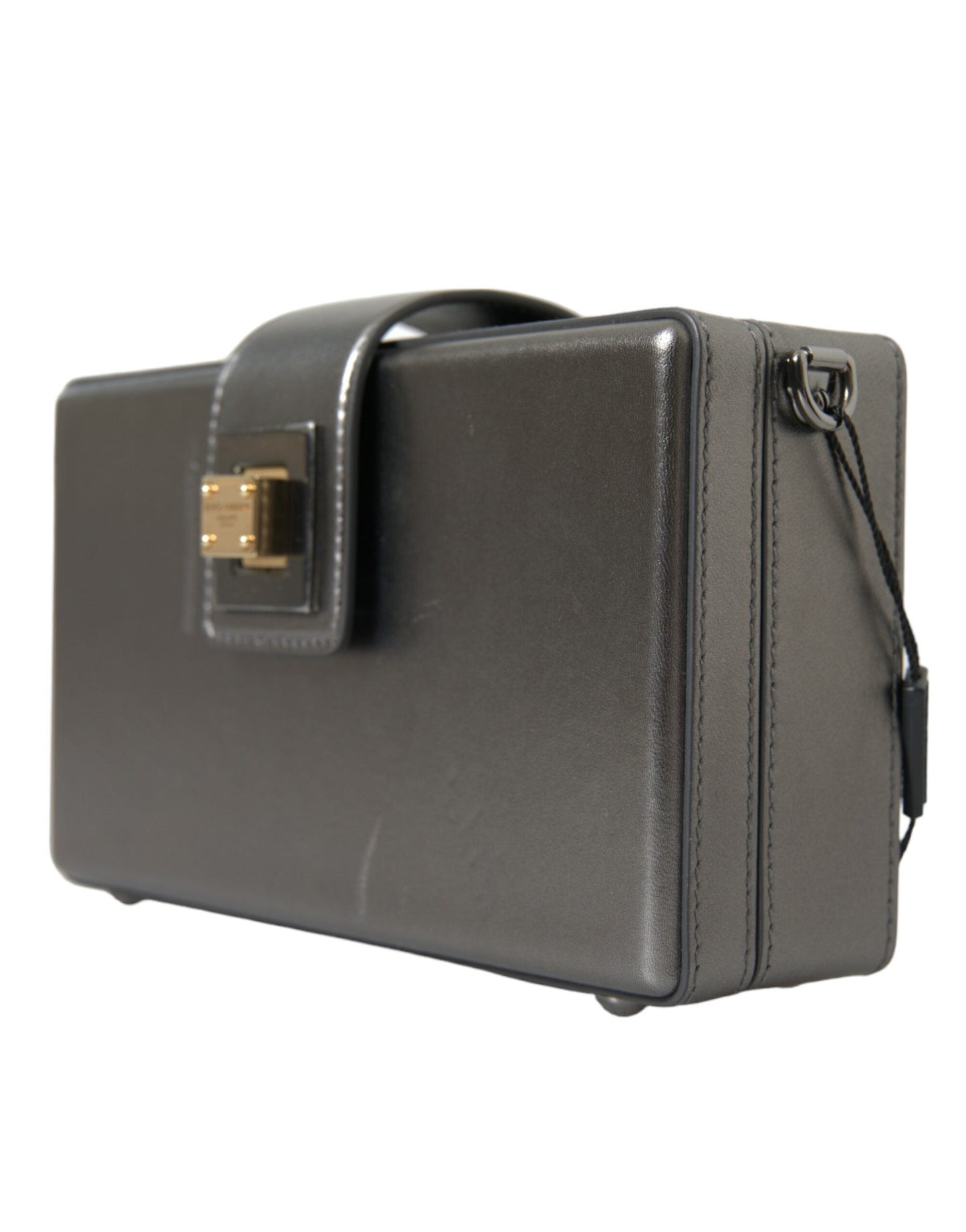 Dolce & Gabbana Metallic Gray Calfskin Leather DG BOX Shoulder Bag