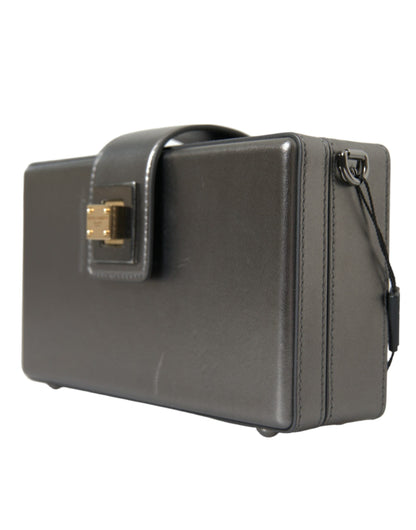 Dolce & Gabbana Metallic Gray Calfskin Leather DG BOX Shoulder Bag