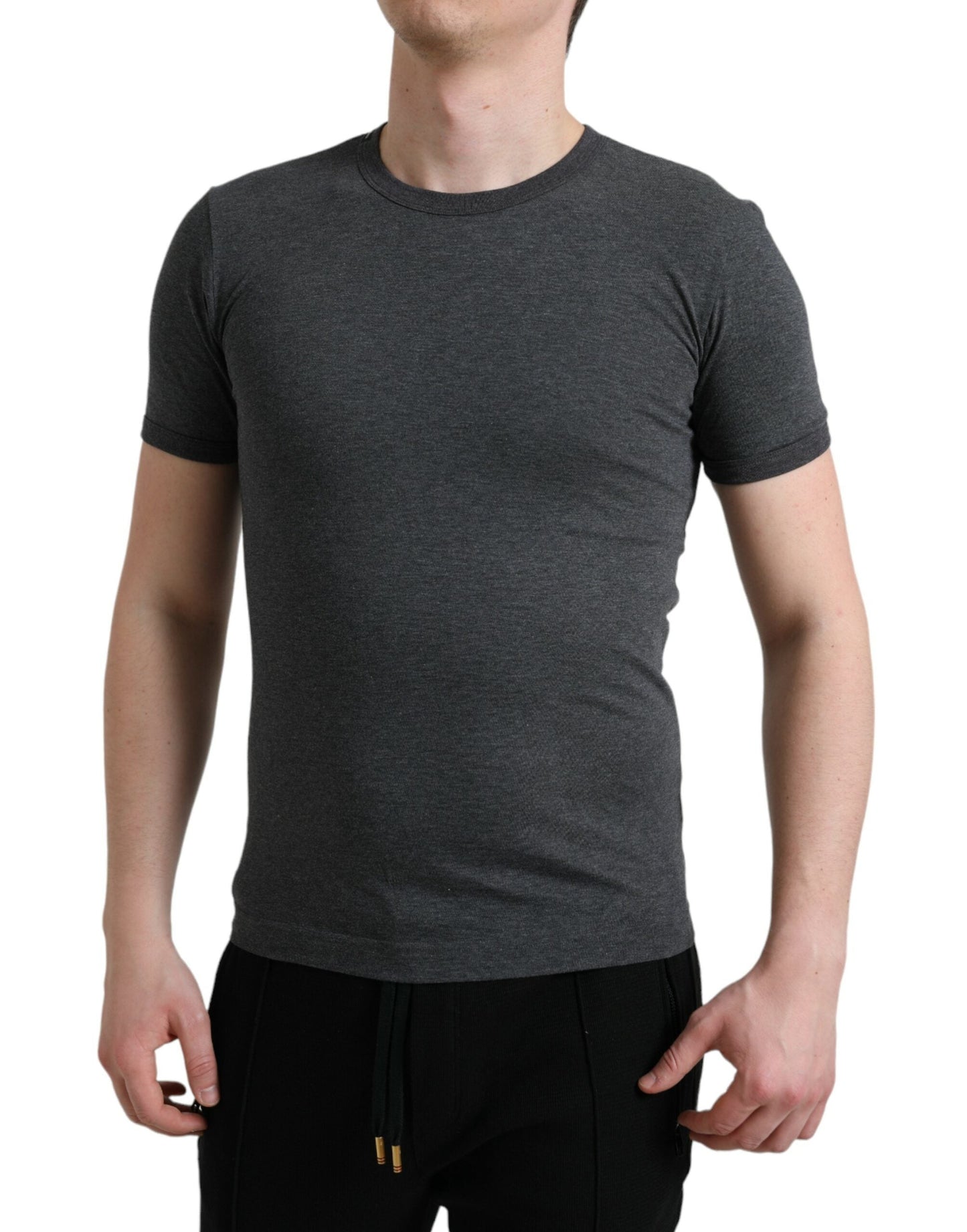 Dolce & Gabbana Dark Gray Cotton Crew Neck T-shirt