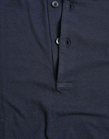 Dolce & Gabbana Blue Crown Patch Cotton Collared Men Polo T-shirt