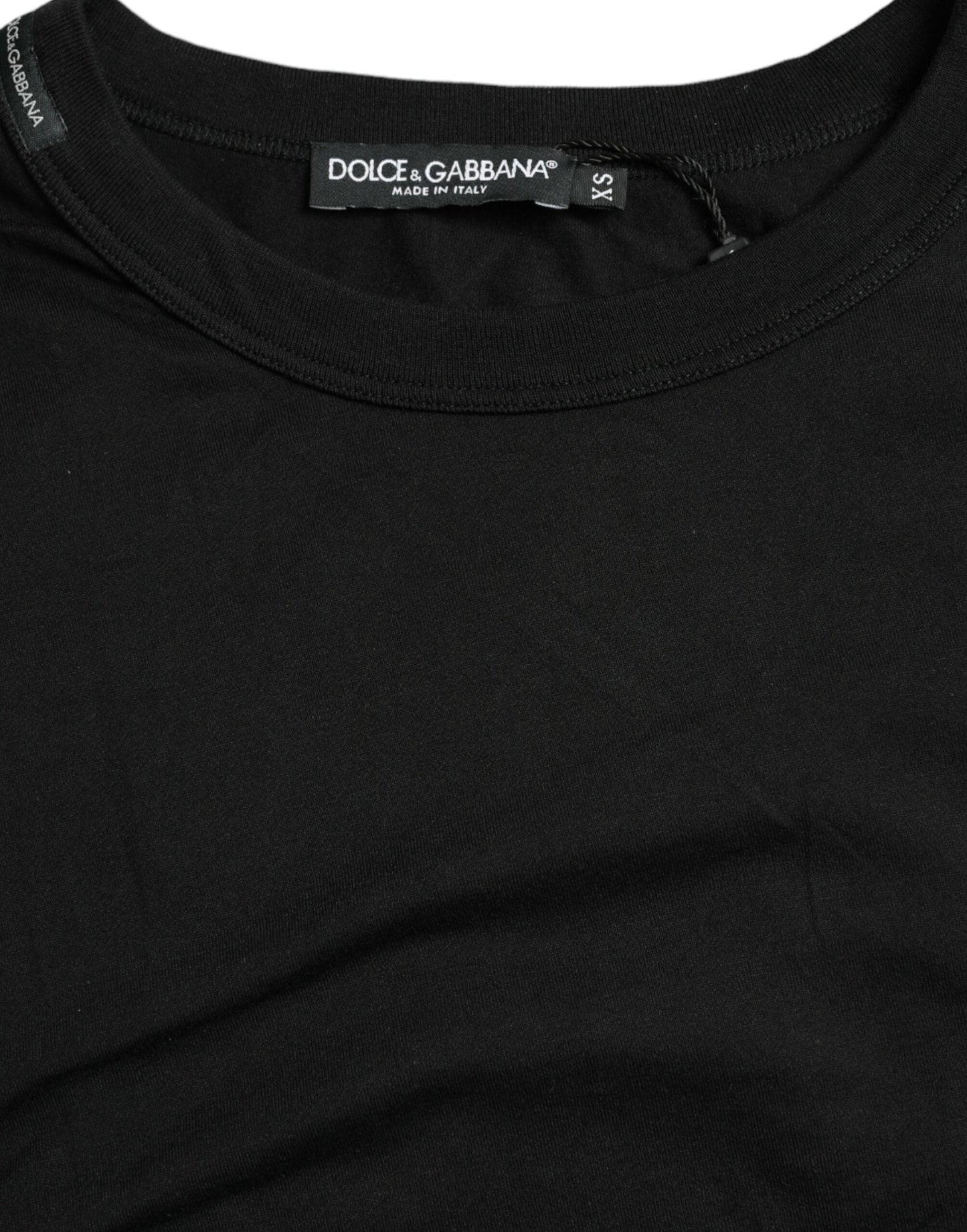 Dolce & Gabbana Black Logo Embossed Crew Neck Short Sleeves T-shirt