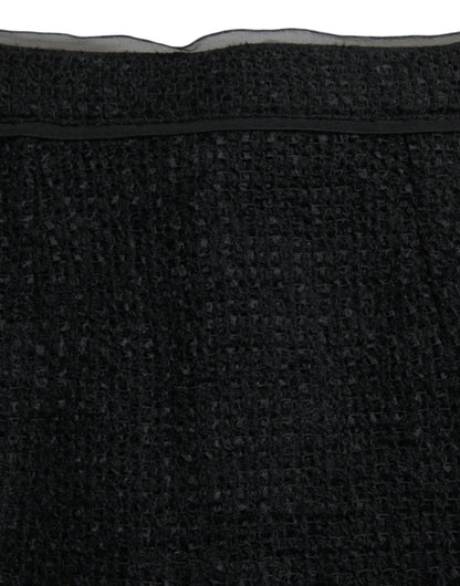 Dolce & Gabbana Black Wool High Waist Pencil Cut Midi Skirt