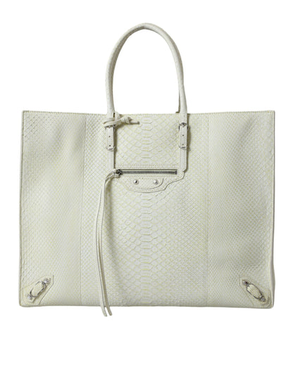 Balenciaga White Yellow Exotic Skin Leather Shopping Tote PAPIER Bag