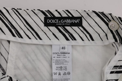 Dolce & Gabbana White Black Striped Casual Shorts