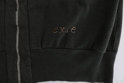 Exte Gray Top Hooded Cotton Zipper Sweater