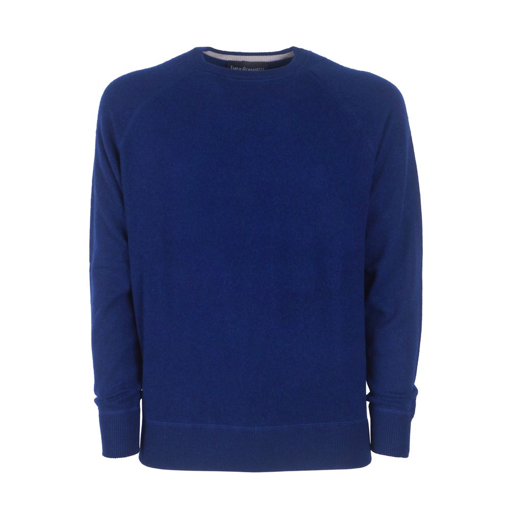 Emilio Romanelli Navy Cashmere Men Sweater