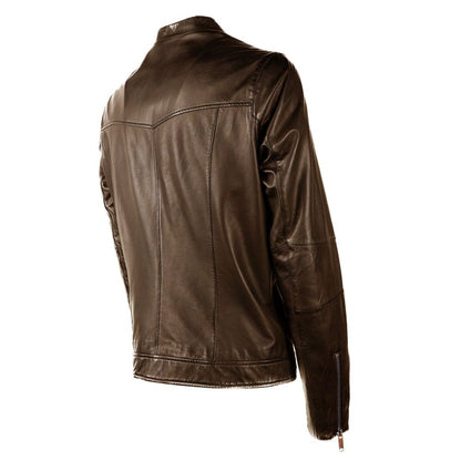 Emilio Romanelli Brown Leather Men Jacket