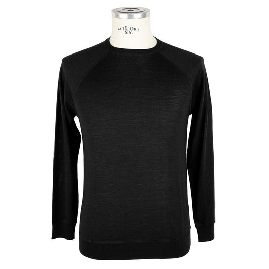 Emilio Romanelli Black Cashmere Men Sweater