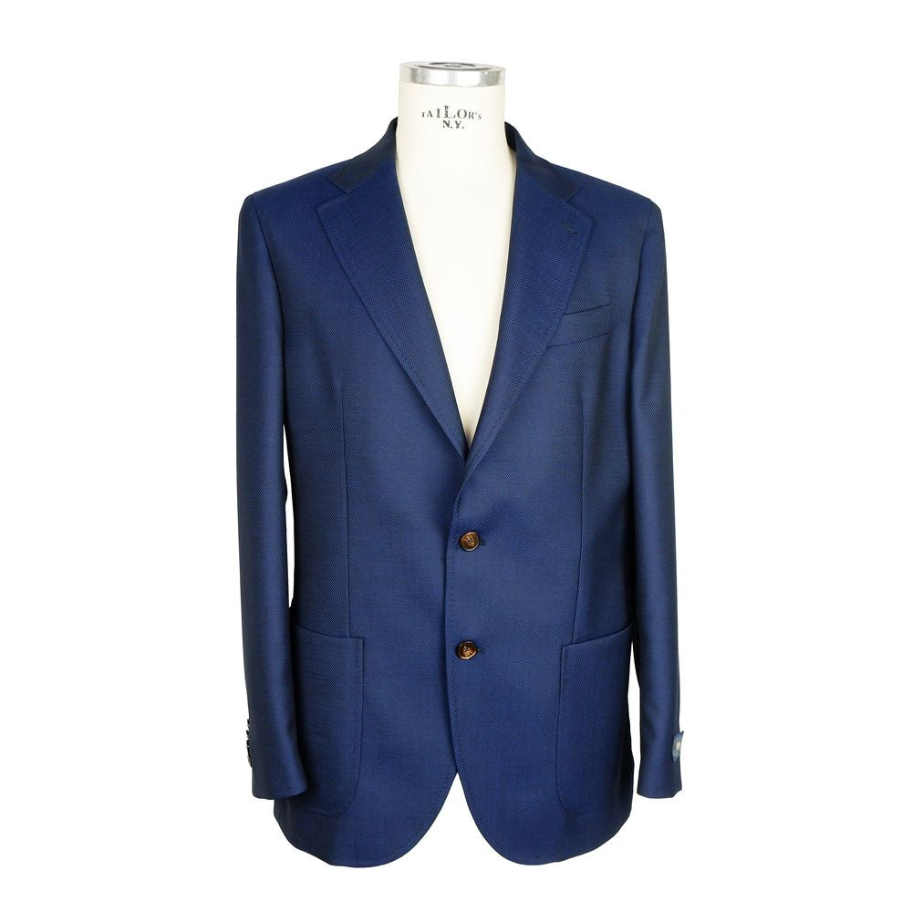 Emilio Romanelli Blue Wool Men Blazer