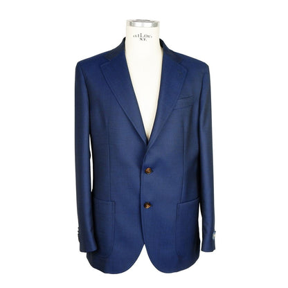 Emilio Romanelli Blue Wool Men Blazer
