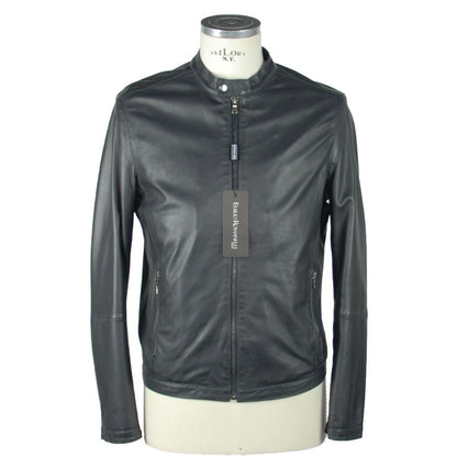 Emilio Romanelli Blue Leather Men's Jacket