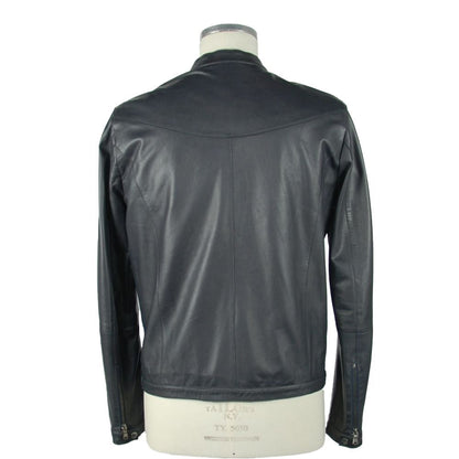 Emilio Romanelli Blue Leather Men's Jacket