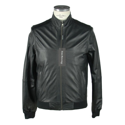 Emilio Romanelli Black Leather Men's Jacket