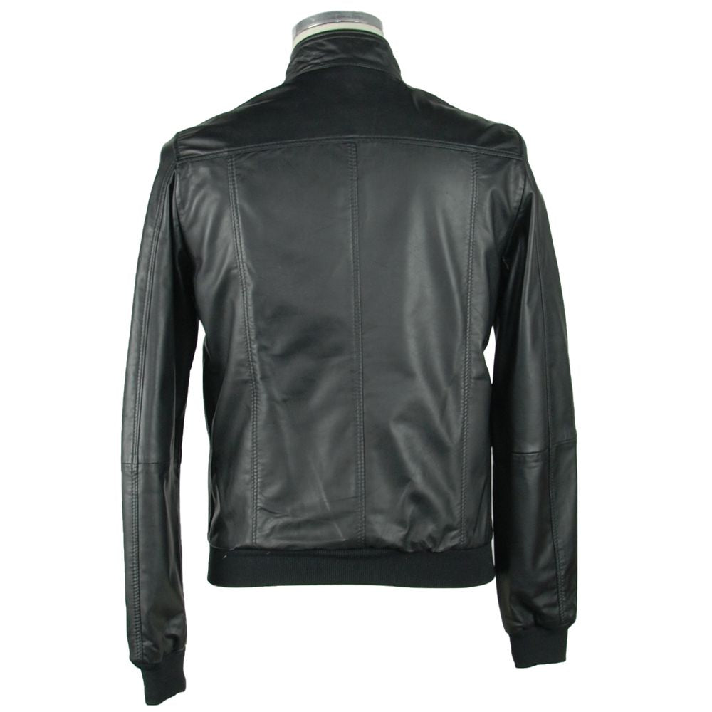 Emilio Romanelli Black Leather Men's Jacket