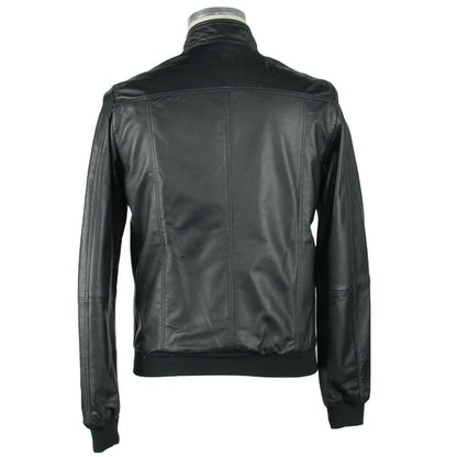 Emilio Romanelli Black Leather Men's Jacket