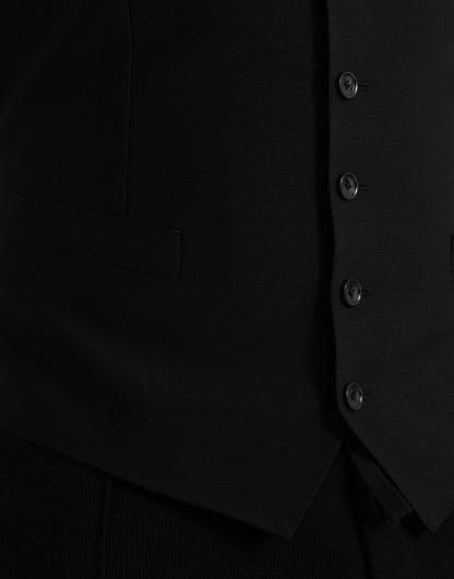 Dolce & Gabbana Black Wool Waistcoat Dress Formal Vest