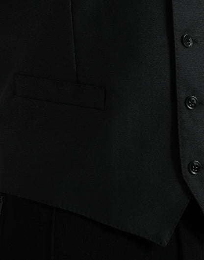 Dolce & Gabbana Black Wool Waistcoat Dress Formal Vest