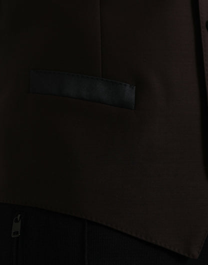 Dolce & Gabbana Brown Wool Waistcoat Dress Formal Vest