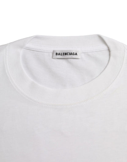 Balenciaga White Cotton Crew Neck Short Sleeves Tee T-shirt