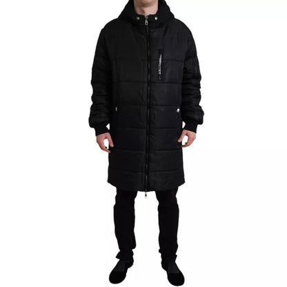 Dolce & Gabbana Black Nylon Hooded Parka Coat Winter Jacket