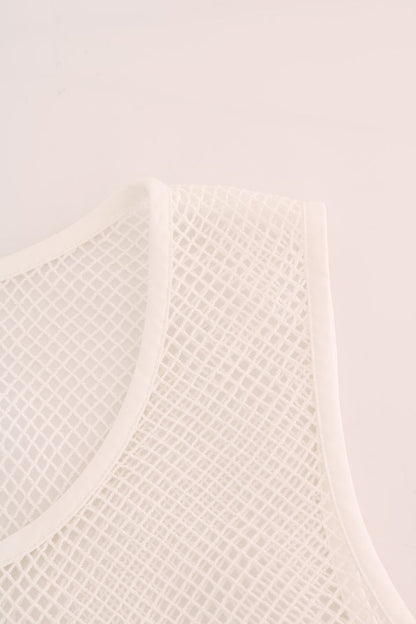 Dolce & Gabbana White Net Tank Transparent Top