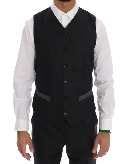 Dolce & Gabbana Gray Wool Double Breasted 3 Piece Suit