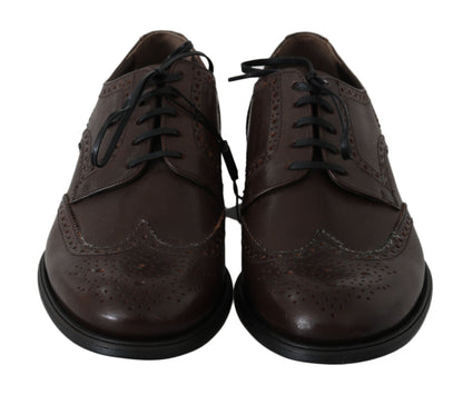 Dolce & Gabbana Brown Leather Brogue Derby Dress Shoes