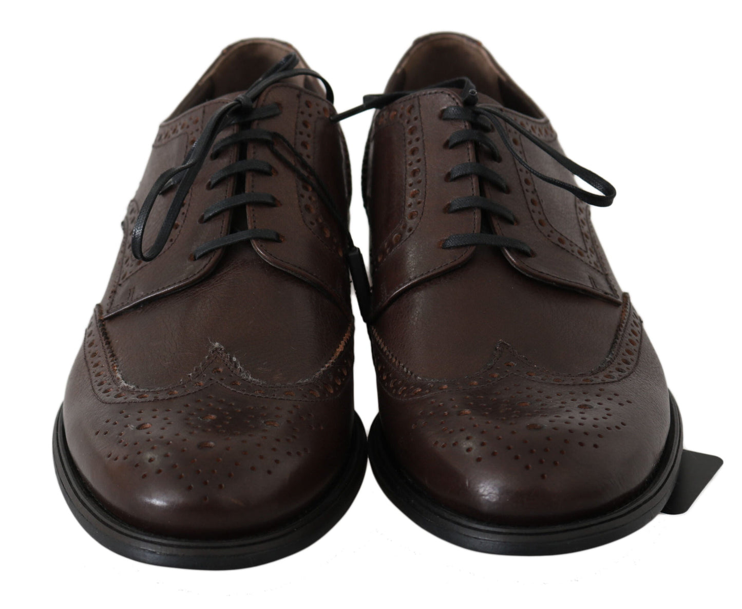 Dolce & Gabbana Brown Leather Brogue Derby Dress Shoes