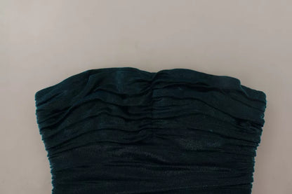 Dolce & Gabbana Turquoise Bustier Bodice Draped Midi Dress.