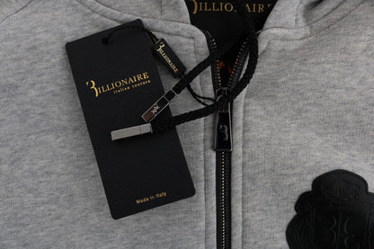 Billionaire Italian Couture Gray Cotton Hooded Sweatsuit