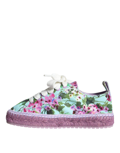 Dolce & Gabbana Multicolor Canvas Floral Espadrilles Sneakers Shoes