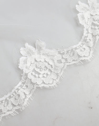 Dolce & Gabbana White Floral Lace Nylon Floor Length Wedding Veil