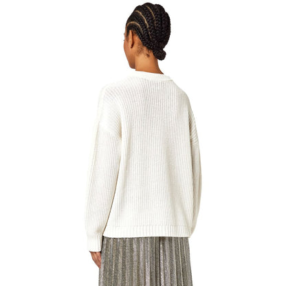 Alpha Studio White Recycled Wool Women Sweater