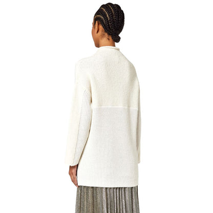 Alpha Studio White Recycled Wool Women Sweater