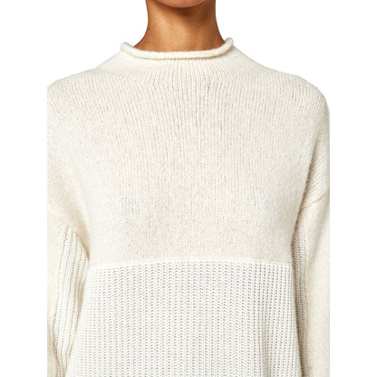 Alpha Studio White Recycled Wool Women Sweater