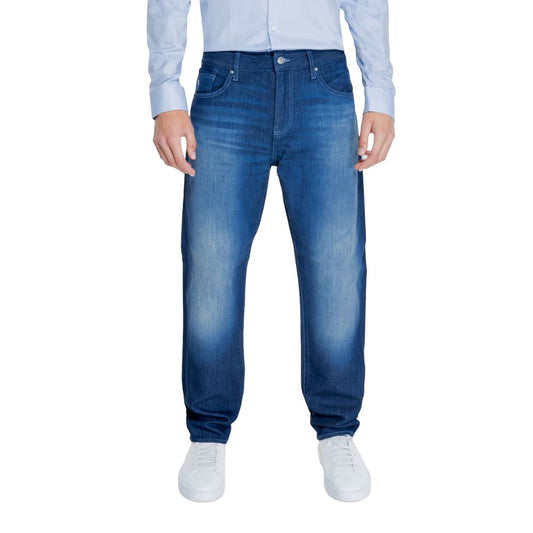 Armani Exchange Blue Cotton Skinny Pant